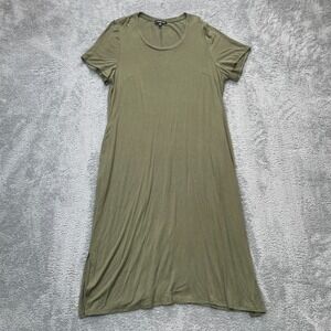 Lane Bryant Dress Womens 14 Green A Line Midi Stretch Side Slits Round Neck